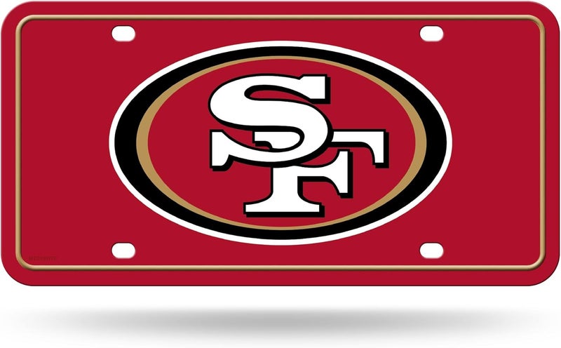 UNIQUELY ORIGINAL STORE علامة معدنية للسيارة بشعار فريق سان فرانسيسكو 49ers من دوري NFL 6" × 12" - رائعة للشاحنة/السيارة/SUV - Image 1
